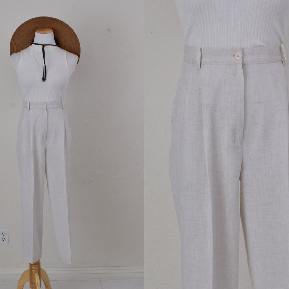 Vintage 90s High Waist Poly Blend Pleated Pants | 30‎ waist